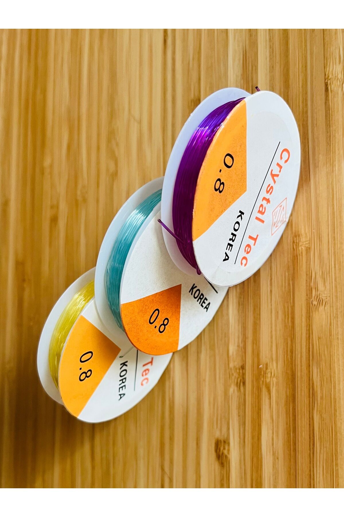 Esnek Şeffaf Takı Misina. No: 0.8  3'lü set. Renkli Set No: 5