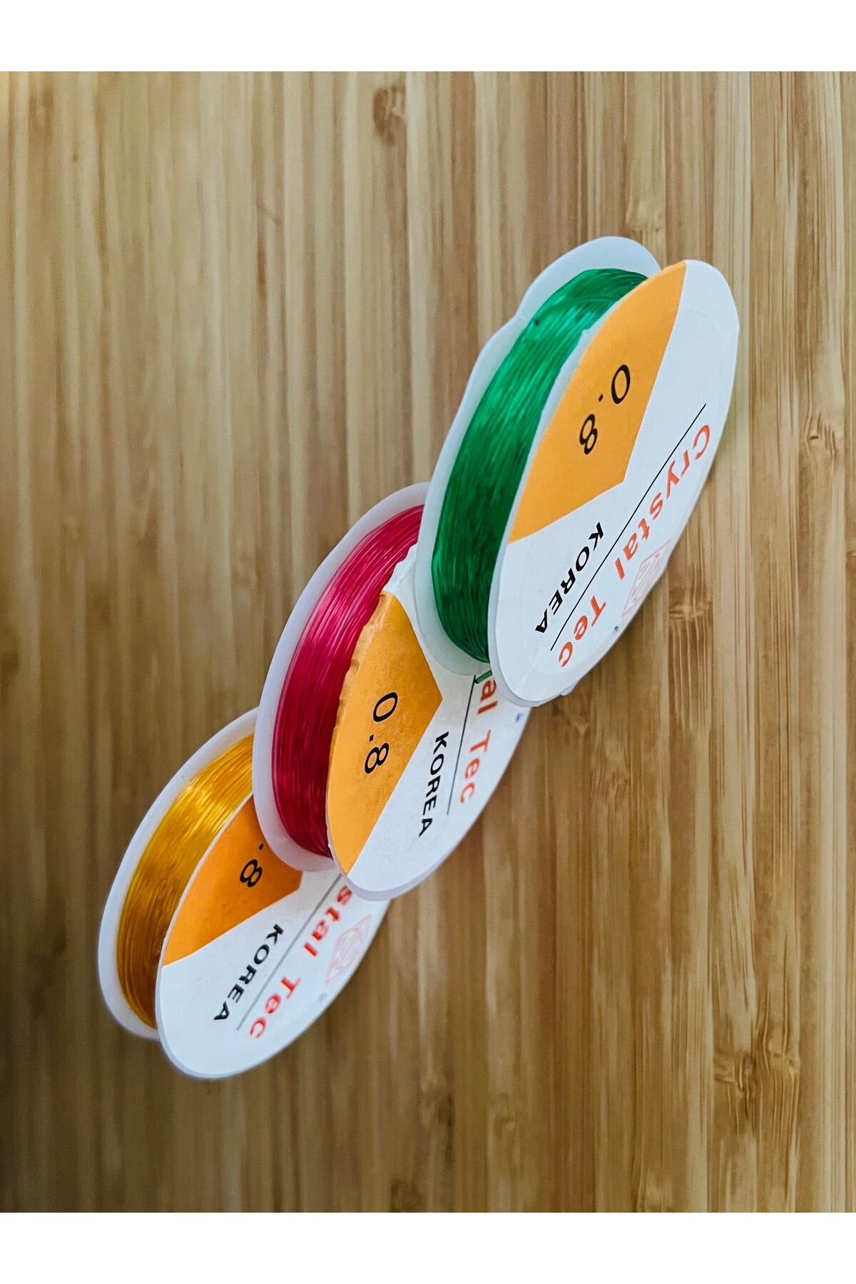 Esnek Şeffaf Takı Misina. No: 0.8  3'lü set. Renkli Set No: 6