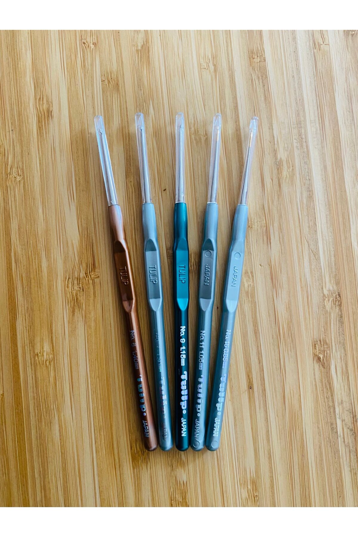 Plastik Saplı Oya Ve Dantel El Işi Sarı Uç Tığ Seti. No: 6, 7, 9, 15. 4'lü Set.