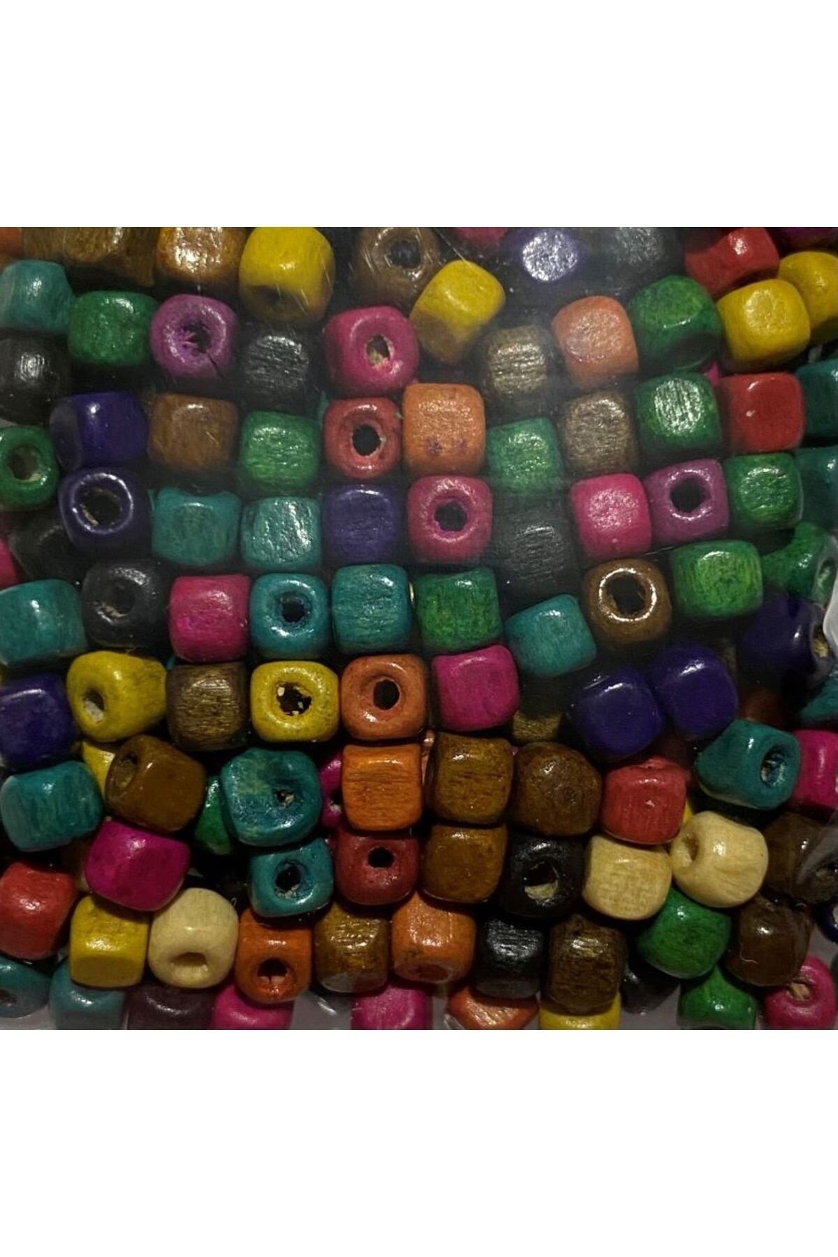 Küp 4mm. Ahşap Takı Boncuk Karışık Renkli. 12gr.