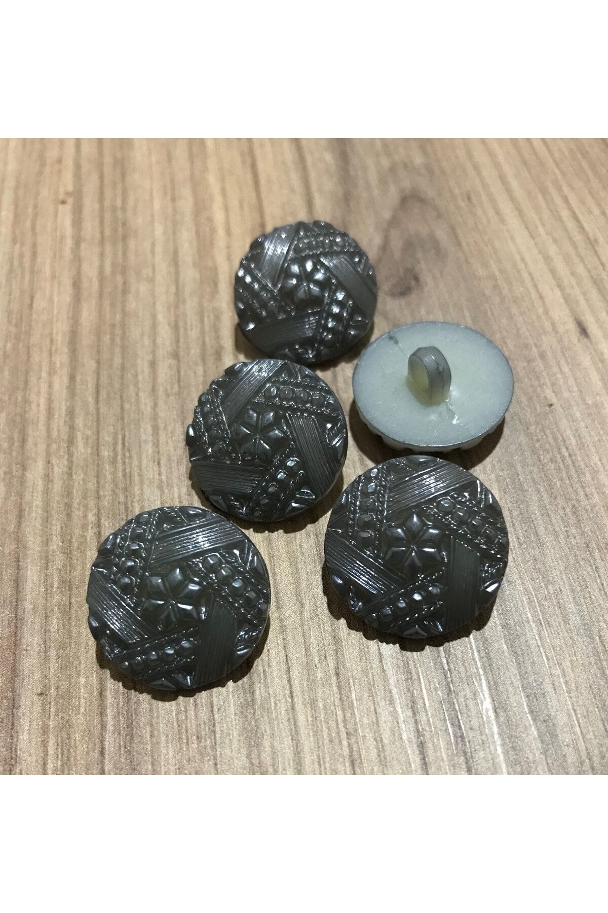 Tırtıklı Plastik Inci Düğme 22mm. 5'li Paket.