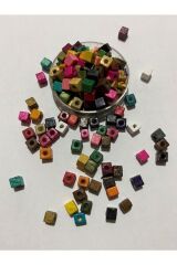 Küp Ahşap Takı Boncuk Karışık Renkli. 5mm. 15gr. 175-185ad.