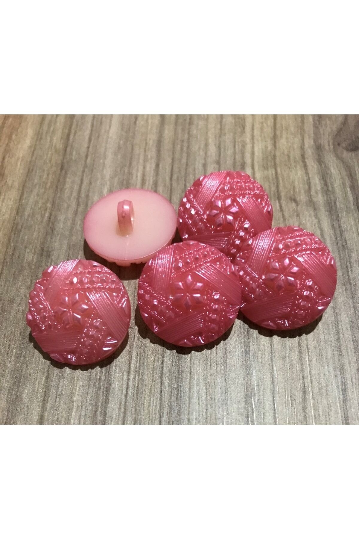 Tırtıklı Plastik Inci Düğme 22mm. 5'li Paket.