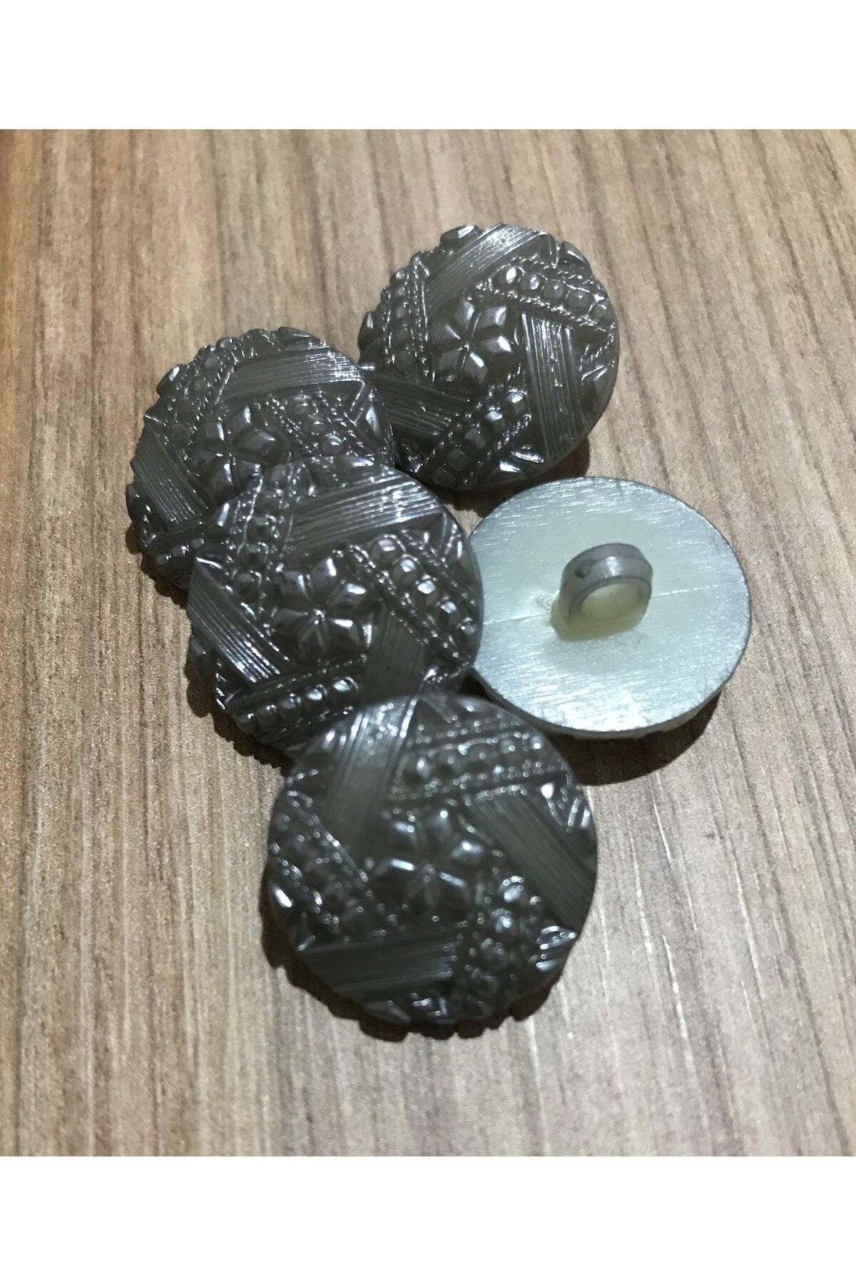 Tırtıklı Plastik Inci Düğme 22mm. 5'li Paket.