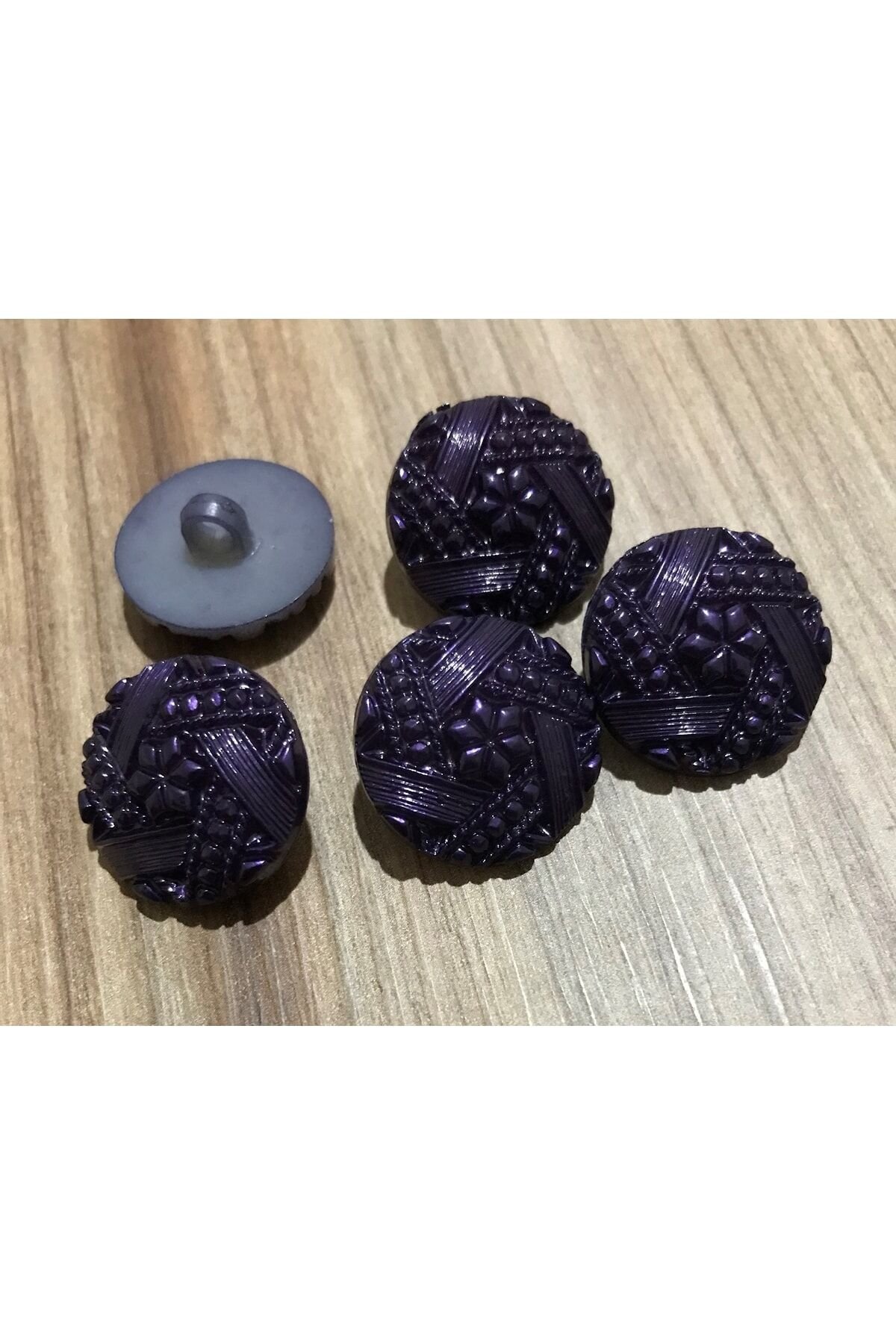 Tırtıklı Plastik Inci Düğme 22mm. 5'li Paket.