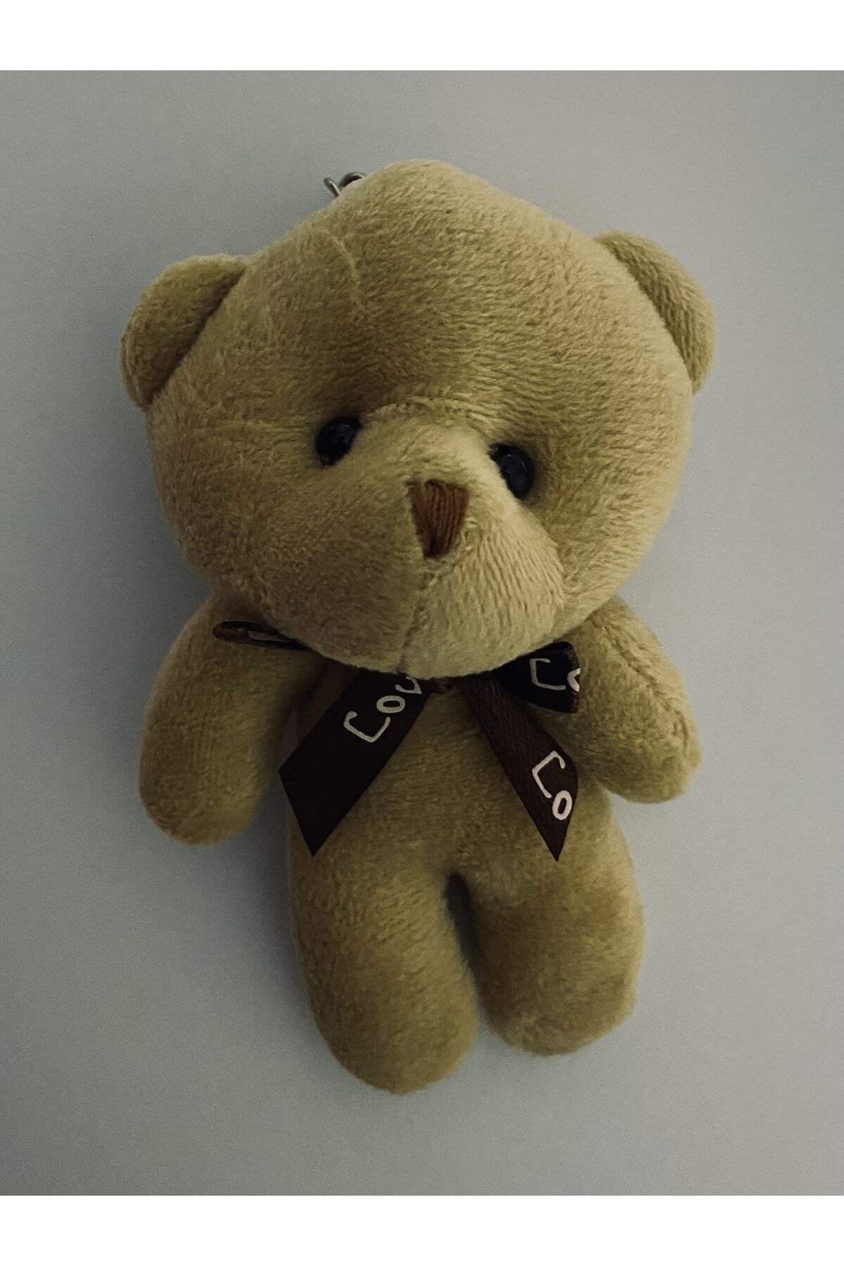 Love Fiyonklu Sevimli Ayıcık Anahtarlık. Bej. 12 cm.