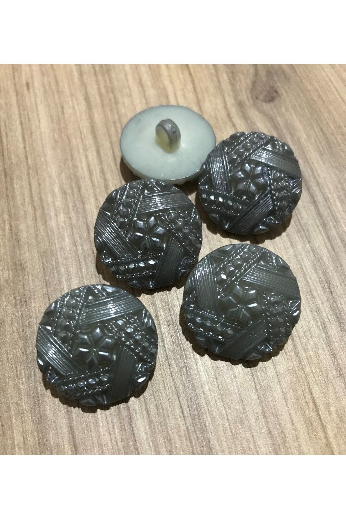 Tırtıklı Plastik Inci Düğme 25mm. 5'li Paket.