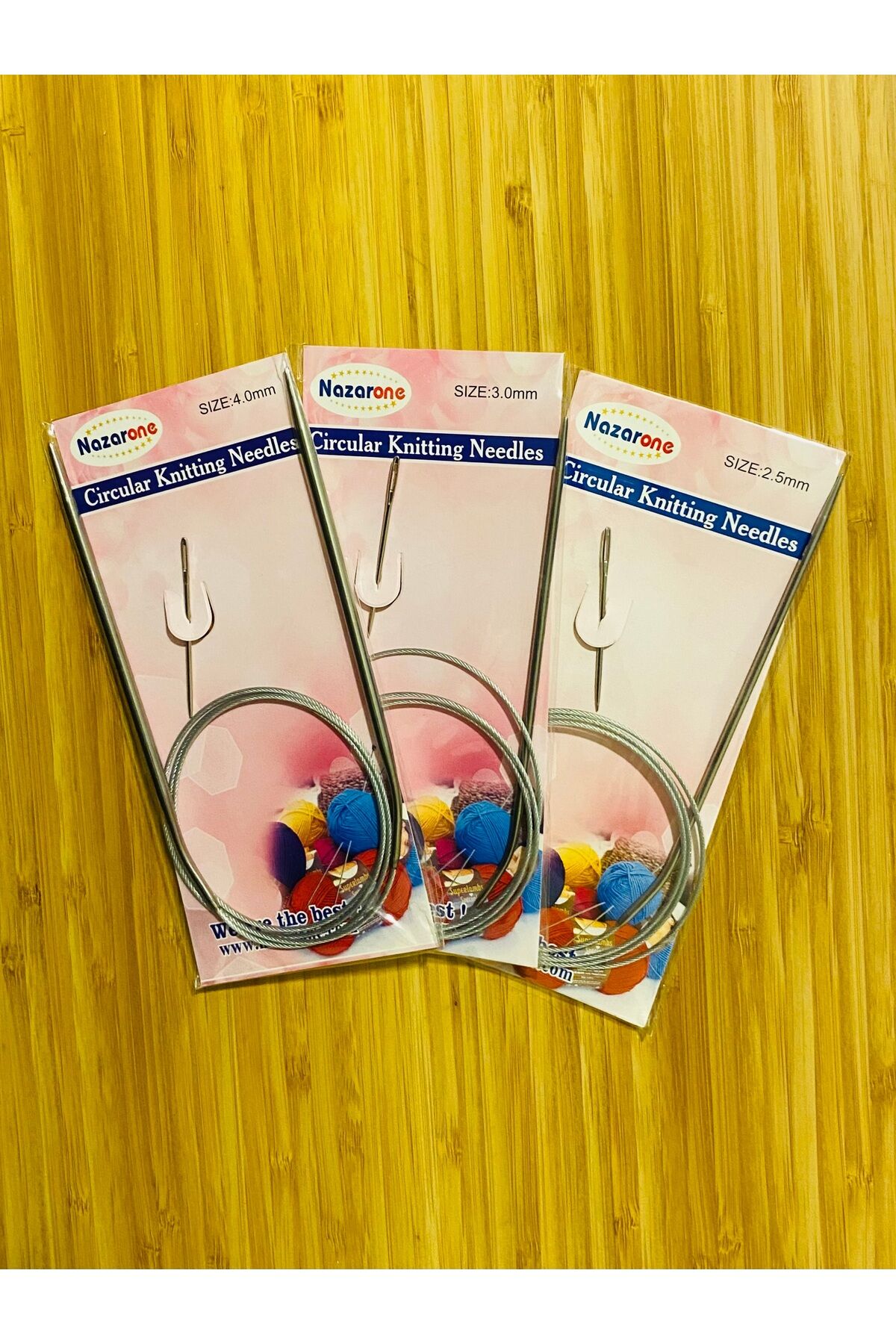 Titanyum Çelik Telli El Örgü Şiş 100 Cm. No:2.5,-3.0,-4.0. 3’lü Set.