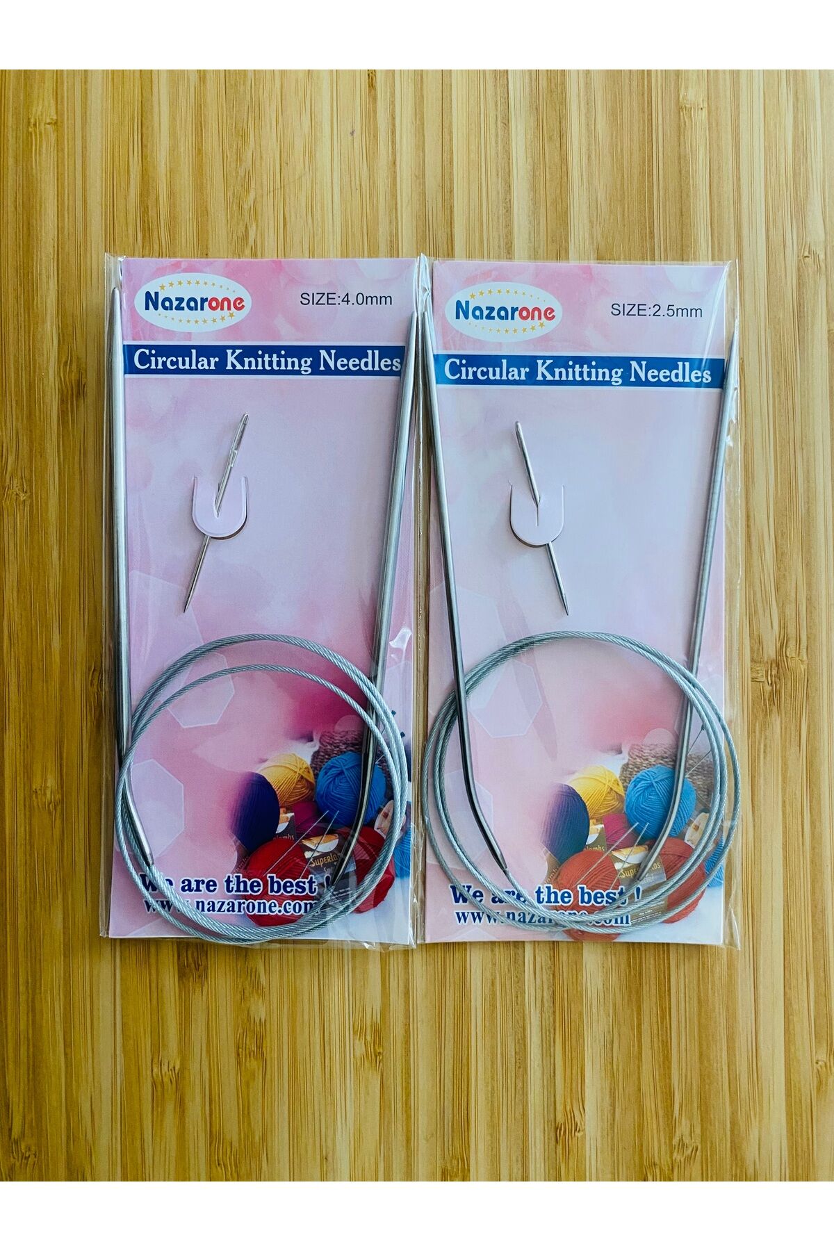 Titanyum Çelik Telli El Örgü Şiş 100 Cm. No:2.5,-4.0. 2'li Set.