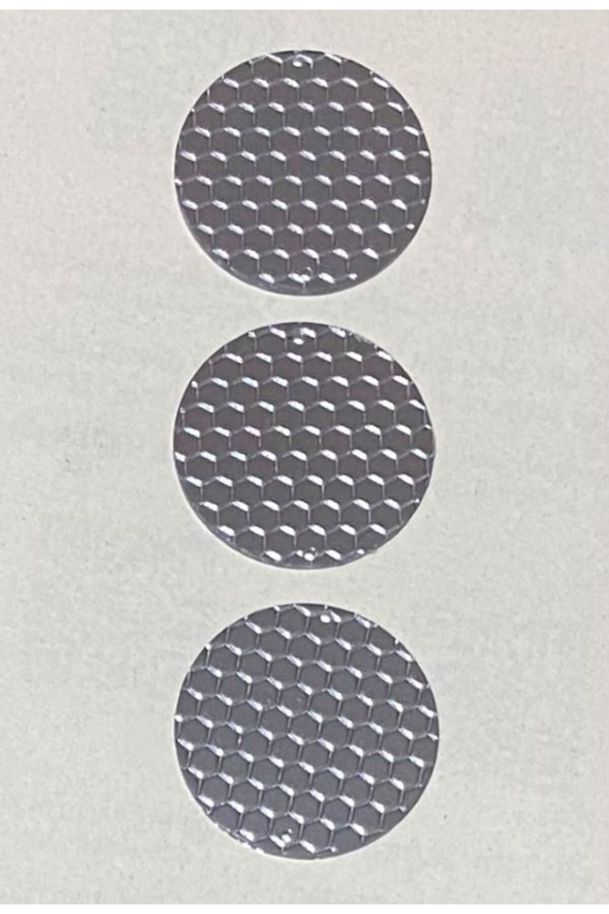 Pleksi Desenli Kalın Plastik Pul 3.2cm. 25gr. 20 Adet. Gümüş.