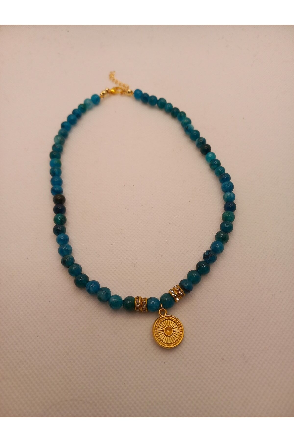 Mavi Akik Dogaltaş Kolye