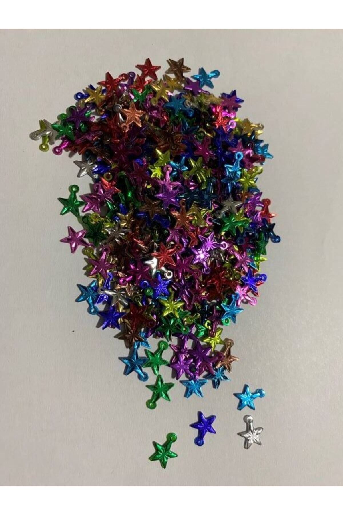 Pleksi Desenli Yıldız Renkli Oya, Çeyiz, Abiye, Mendil Işleme Pul. 9mm. 20gr. Takriben 375 Ad.