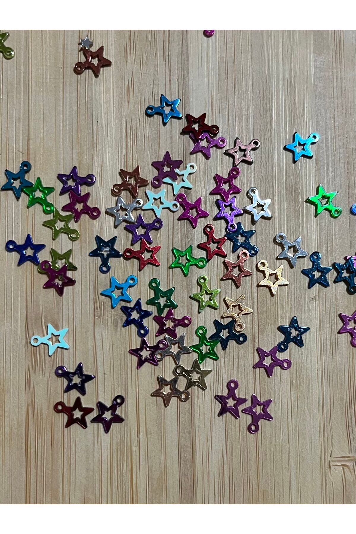 Pleksi İçi Boş Renkli Yıldız Gold. Oya, Çeyiz, Abiye, Mendil Işleme Pul 8mm. 20gr.