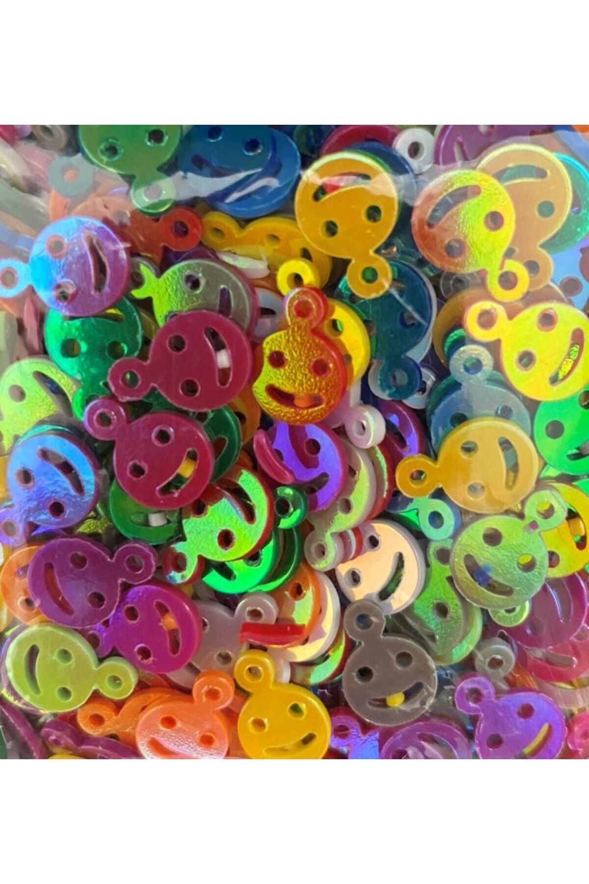 Pleksi Janjan Gülen Yüz Oya Ve Işleme Plastik (KALIN) Pul 7mm. 20gr. Takriben 325-330 Adet.