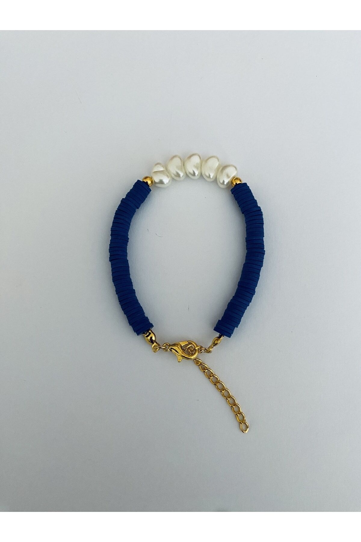 Fimo Bileklik Kalp Incili. Lacivert.