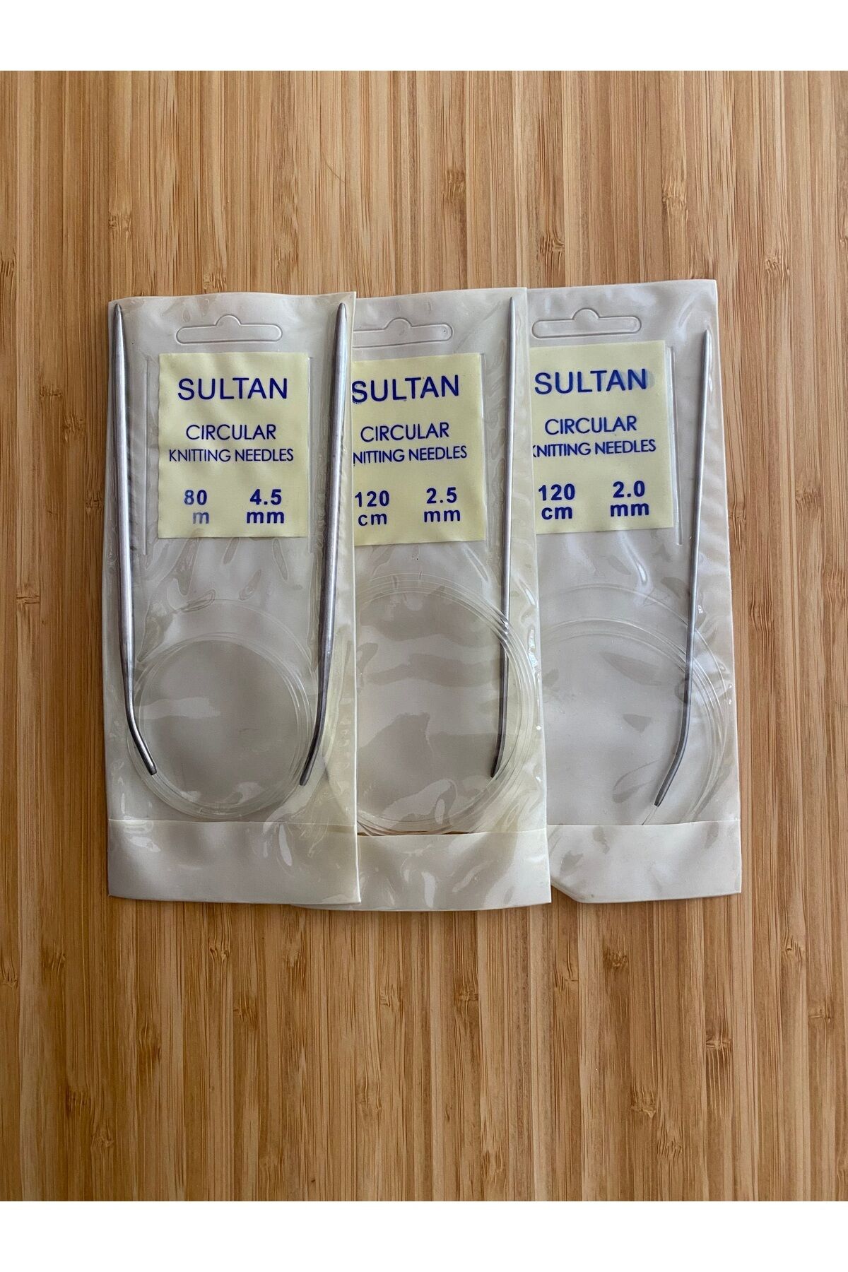 Titanyum Misinalı Örgü Şiş. 120cm No: 2,0- 2.5.  80cm. No: 4.5  3'LÜ set.