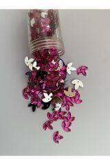 Üç Yapraklı Yonca. Oya, Abiye Ve El Işleme Taş Görünümlü Plastik Pul. Fuşya Pembe.