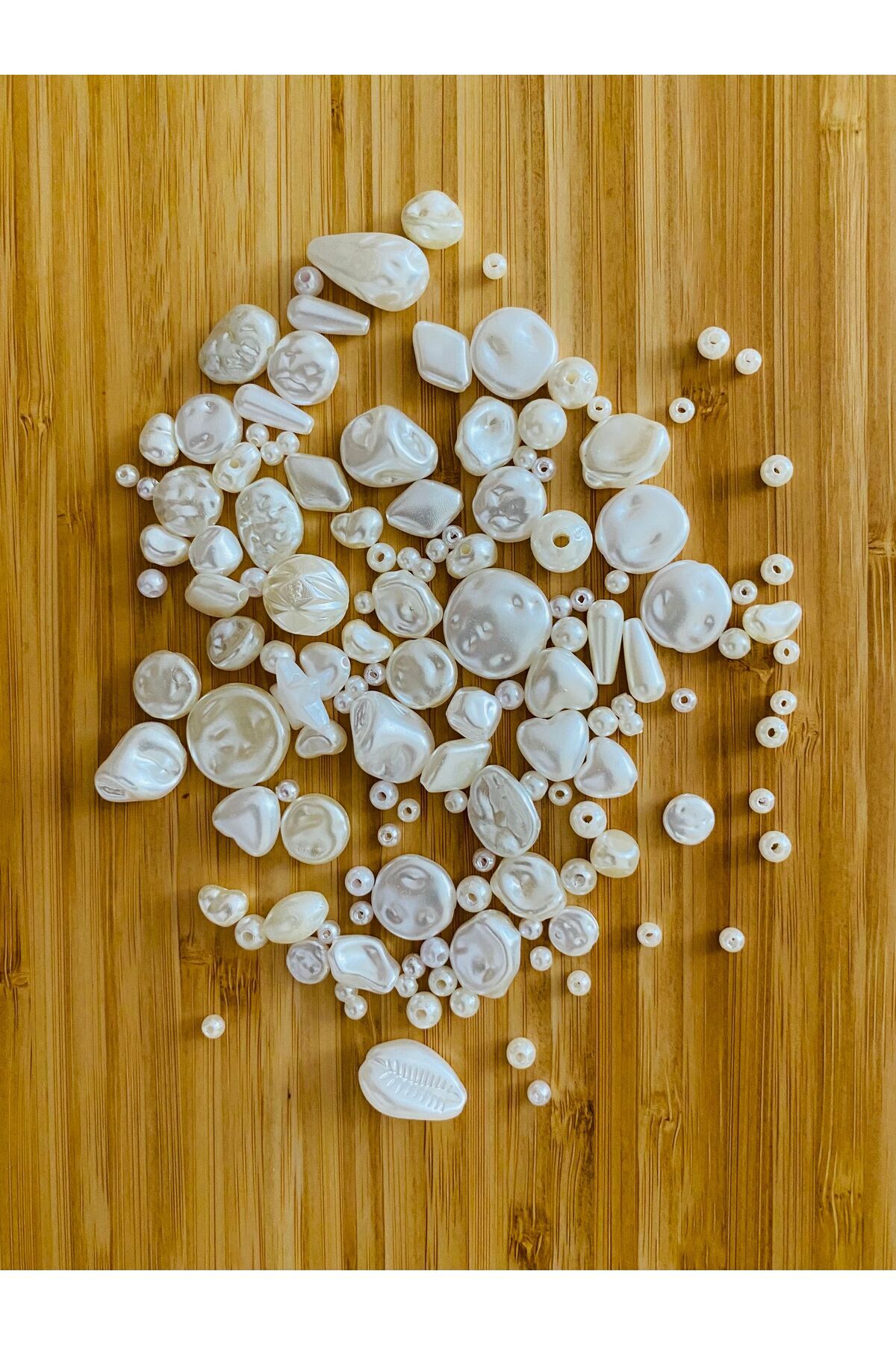 25 gr karışık krem/beyaz lüks barok inci akrilik şekilsiz formsuz inci