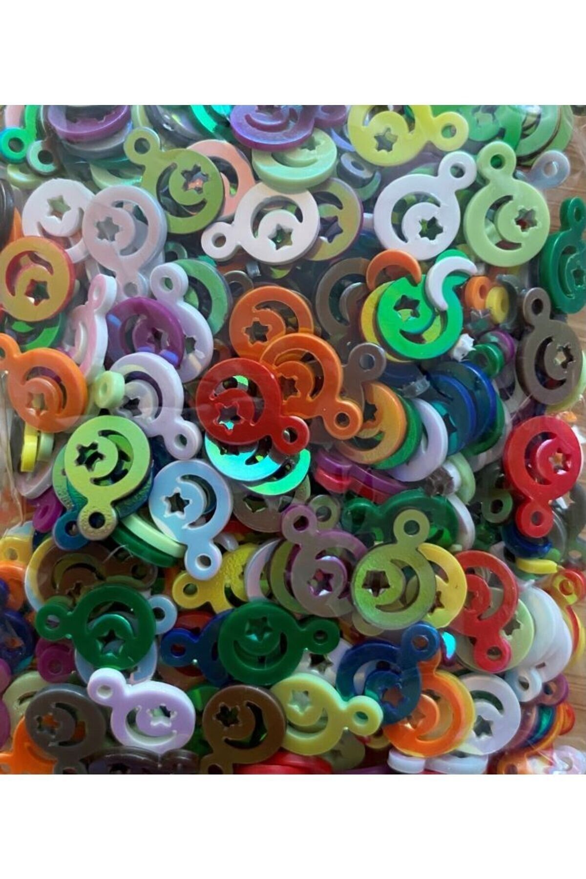 Pleksi Renkli Yuvarlak Ay Yıldız Oya Ve Abiye Süsleme El Işleme Pul 7mm. 22gr.