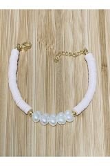 Fimo Bileklik Kalp Incili. Somon.