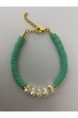 Fimo Bileklik Kalp Incili. Yeşil.